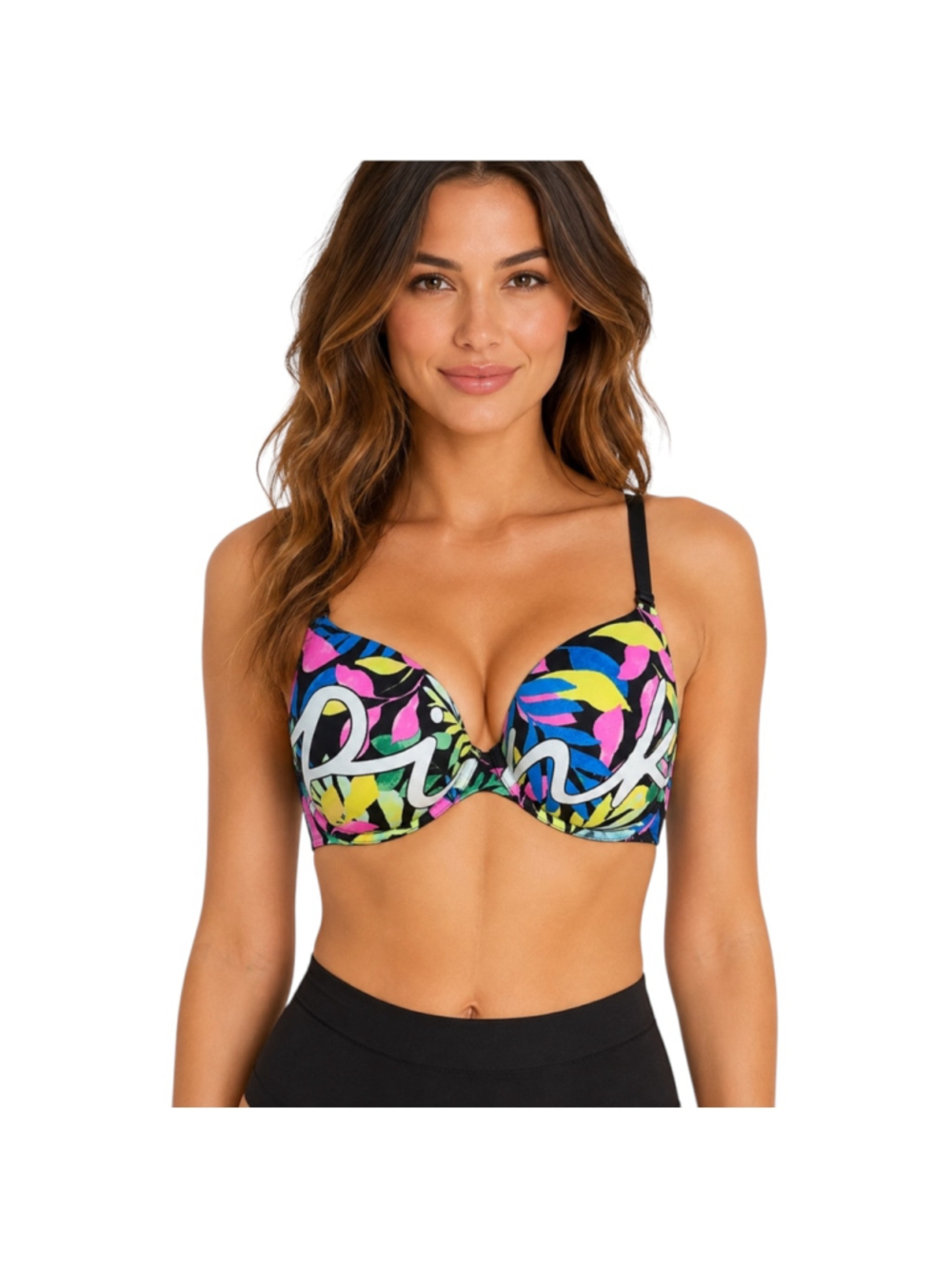 PINK Victoria’s Secret 36D Tropical Floral Logo Underwire Bra